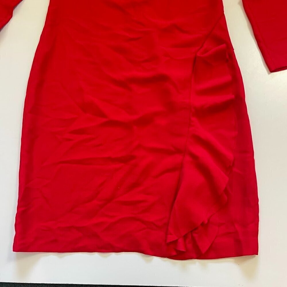 Banana Republic TALL LONG Ruffle Shift Dress Red Holiday Party Classic Career - Picture 6 of 10